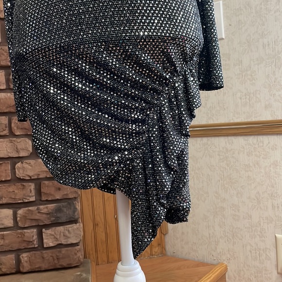 IRO LouLou Paris Women Mini Dress Black Silver Metallic Body-con Size 34 USA 2-4 - Picture 3 of 8